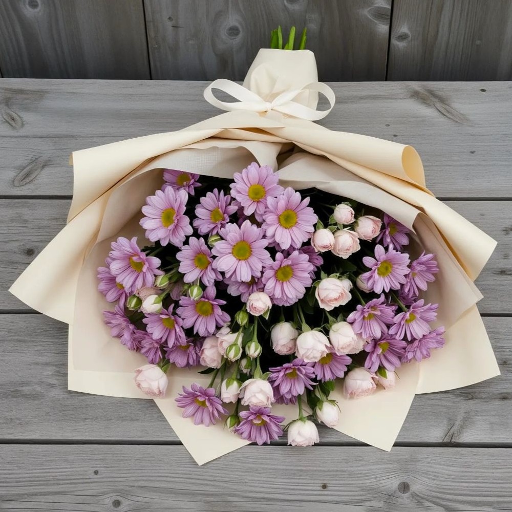 Букет цветов из: Розы и Хризантемы в Бредах