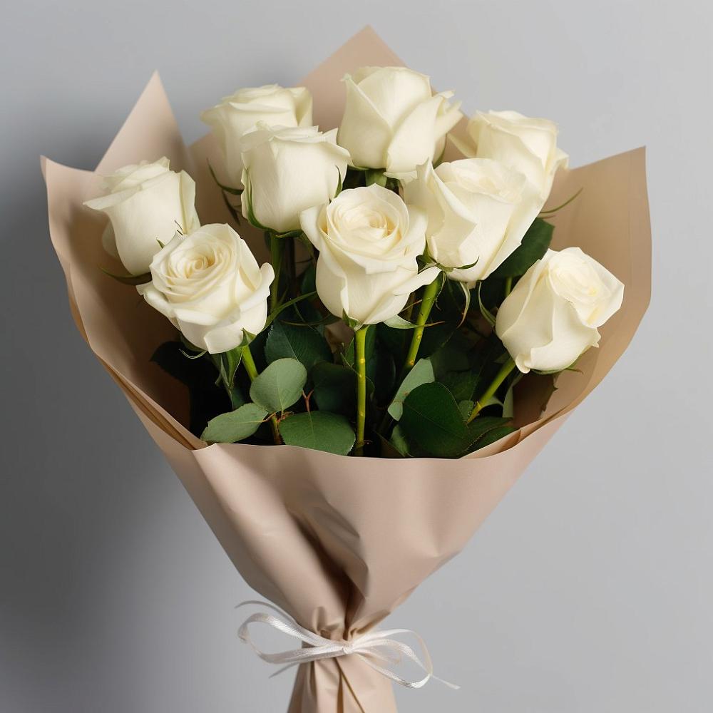 Букет 9 Белых роз Эдлесс Лав в Бредах