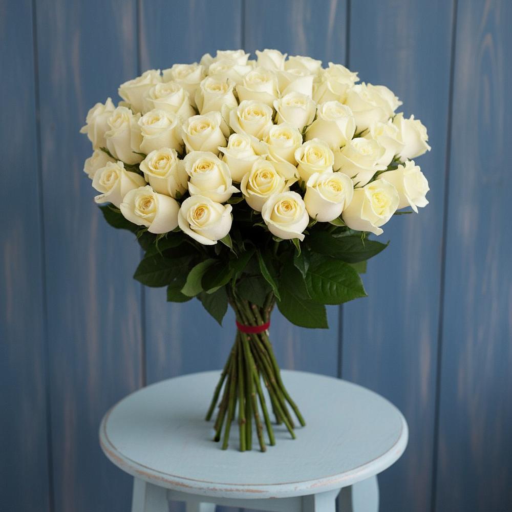 Букет 51 Белая роза Эдлесс Лав в Бредах